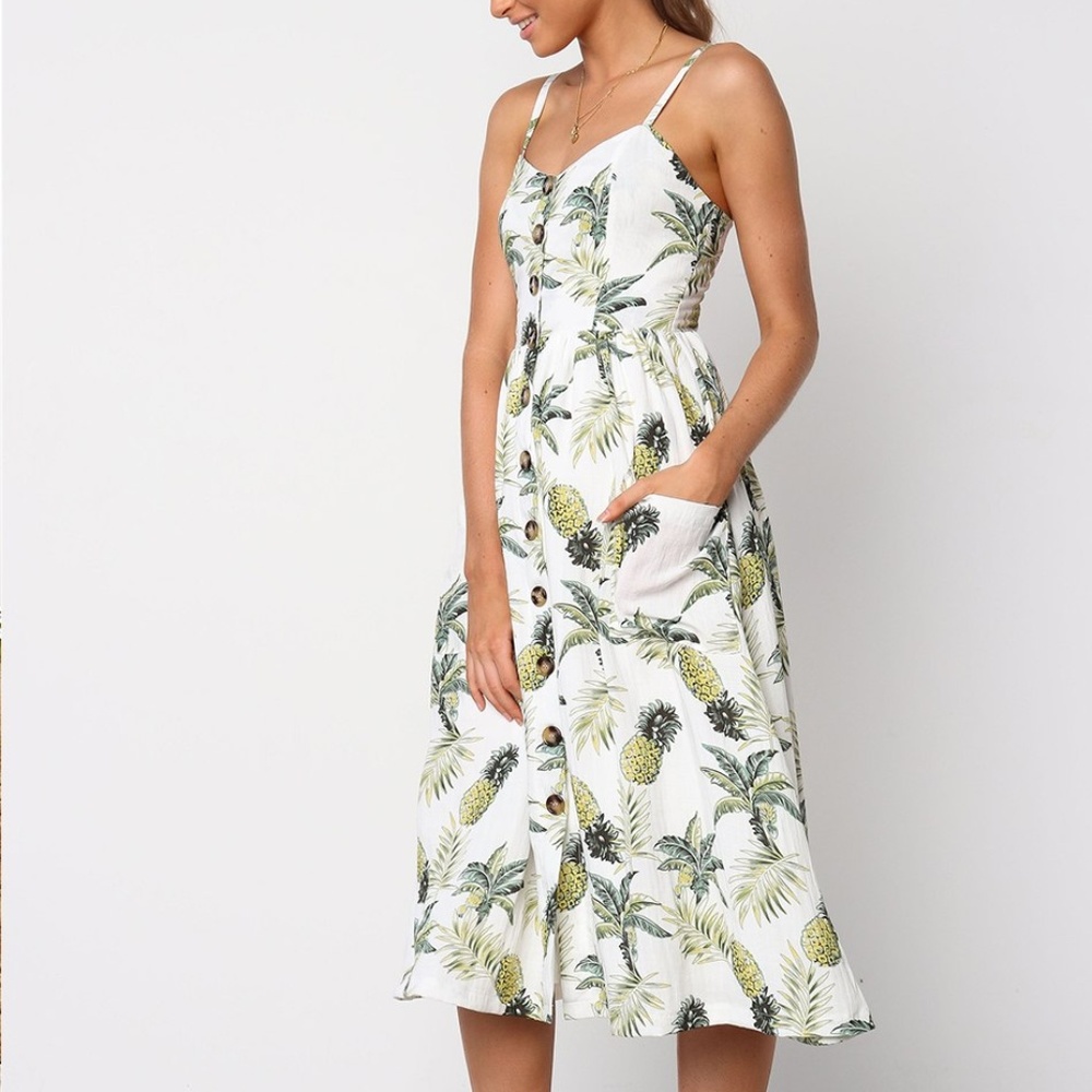 LILY DOE Hawaiian Tropical Pineapple Midi Dress - Picture 4 of 8